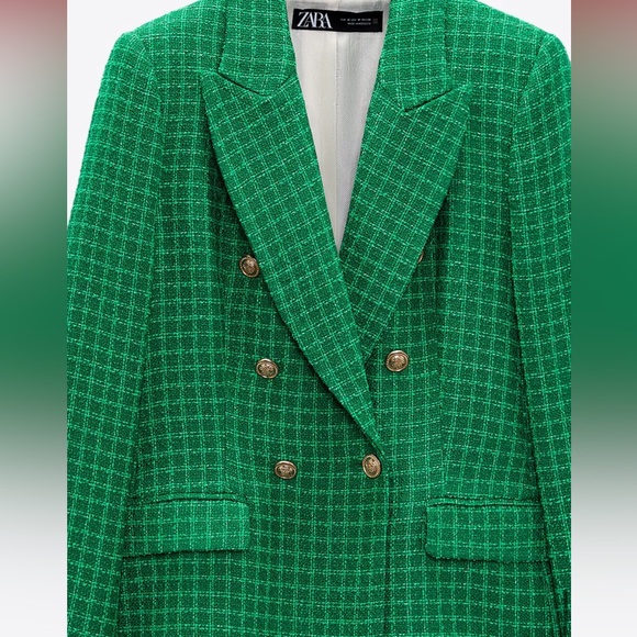 ZARA TEXTURED DOUBLE BREASTED BLAZER - Picture 6 of 9